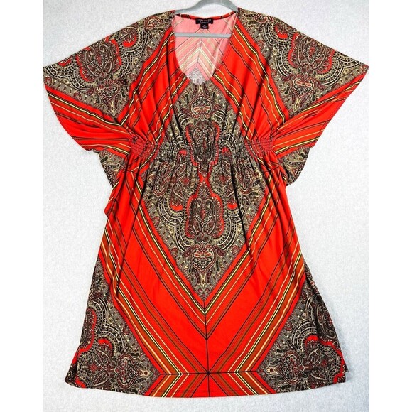 Signature by Robbie Bee Maxi Dress Batwing Sleeve Aztec Kaftan Festival Boho - Picture 1 of 13